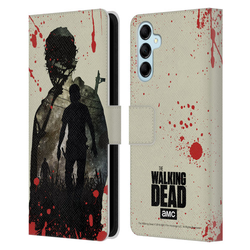 AMC The Walking Dead Silhouettes Rick Leather Book Wallet Case Cover For Samsung Galaxy M14 5G