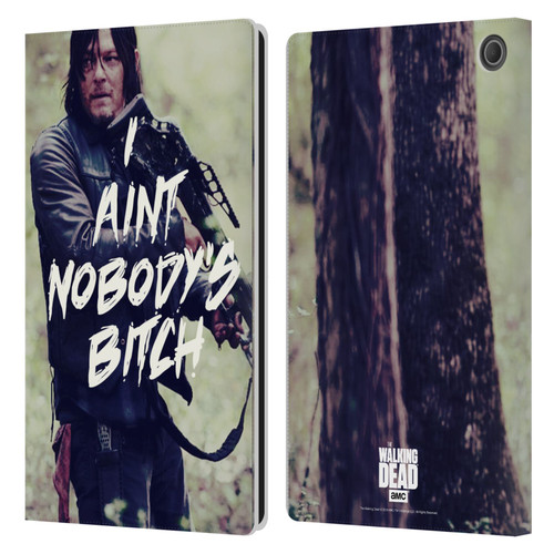 AMC The Walking Dead Typography Daryl Leather Book Wallet Case Cover For Amazon Fire Max 11 2023