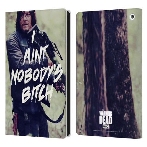 AMC The Walking Dead Typography Daryl Leather Book Wallet Case Cover For Amazon Fire HD 8/Fire HD 8 Plus 2020