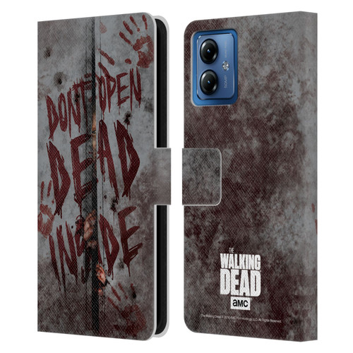 AMC The Walking Dead Typography Dead Inside Leather Book Wallet Case Cover For Motorola Moto G14