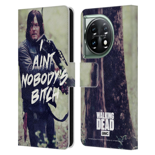 AMC The Walking Dead Typography Daryl Leather Book Wallet Case Cover For OnePlus 11 5G