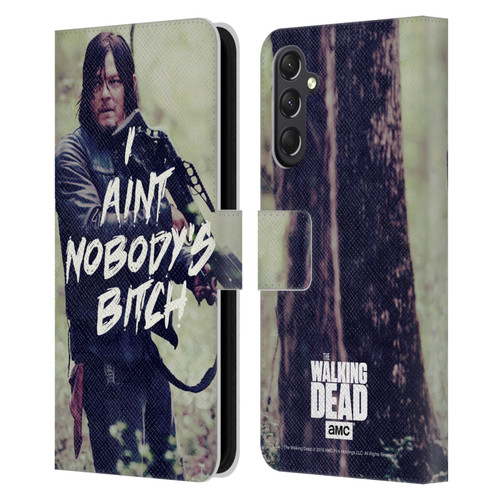 AMC The Walking Dead Typography Daryl Leather Book Wallet Case Cover For Samsung Galaxy A24 4G / M34 5G