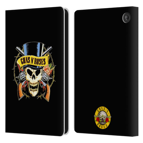 Guns N' Roses Key Art Top Hat Skull Leather Book Wallet Case Cover For Amazon Fire 7 2022