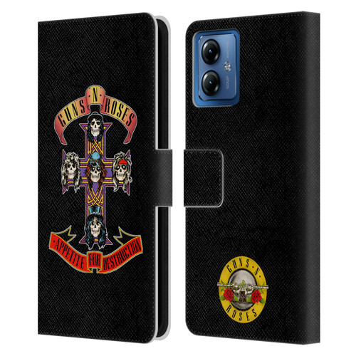 Guns N' Roses Key Art Appetite For Destruction Leather Book Wallet Case Cover For Motorola Moto G14