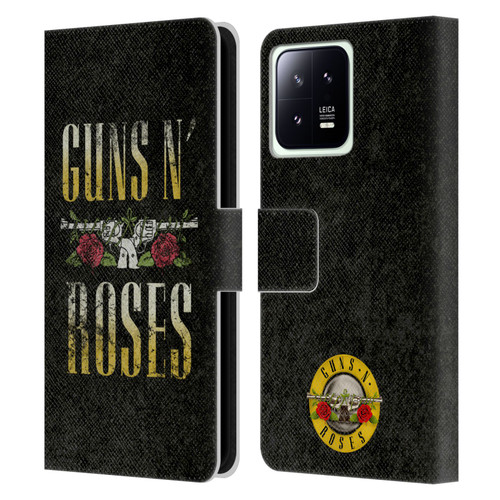 Guns N' Roses Key Art Text Logo Pistol Leather Book Wallet Case Cover For Xiaomi 13 5G