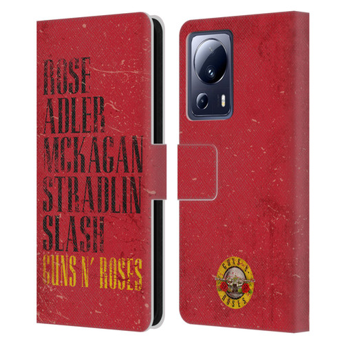 Guns N' Roses Vintage Names Leather Book Wallet Case Cover For Xiaomi 13 Lite 5G