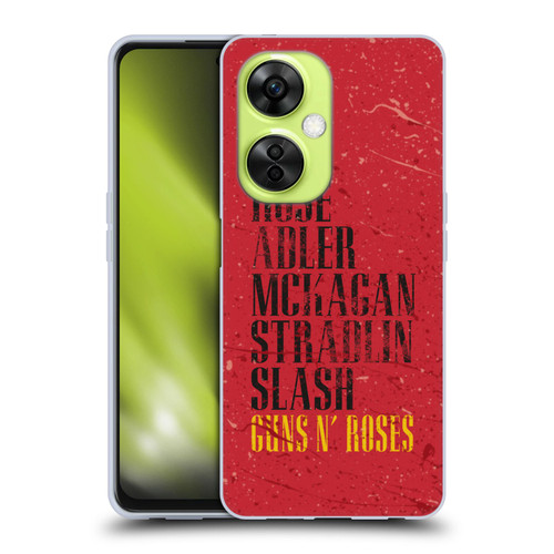 Guns N' Roses Vintage Names Soft Gel Case for OnePlus Nord CE 3 Lite 5G