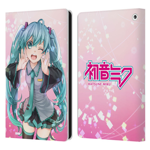 Hatsune Miku Graphics Wink Leather Book Wallet Case Cover For Amazon Fire HD 8/Fire HD 8 Plus 2020