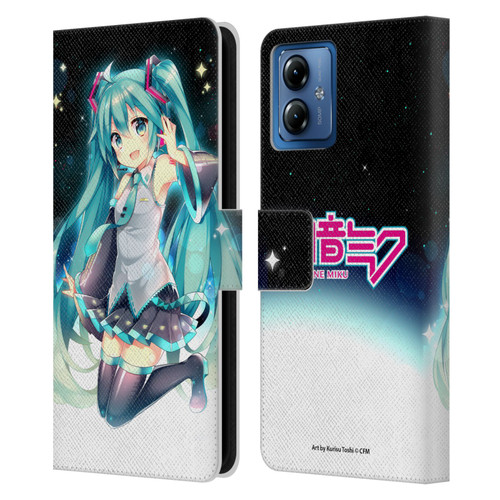 Hatsune Miku Graphics Night Sky Leather Book Wallet Case Cover For Motorola Moto G14