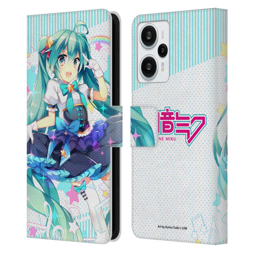 Hatsune Miku Graphics Stars And Rainbow Leather Book Wallet Case Cover For Xiaomi Redmi Note 12T