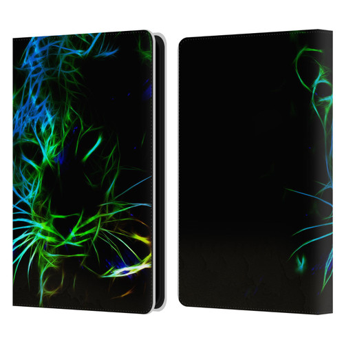 Simone Gatterwe Animals Neon Leopard Leather Book Wallet Case Cover For Amazon Kindle Paperwhite 5 (2021)