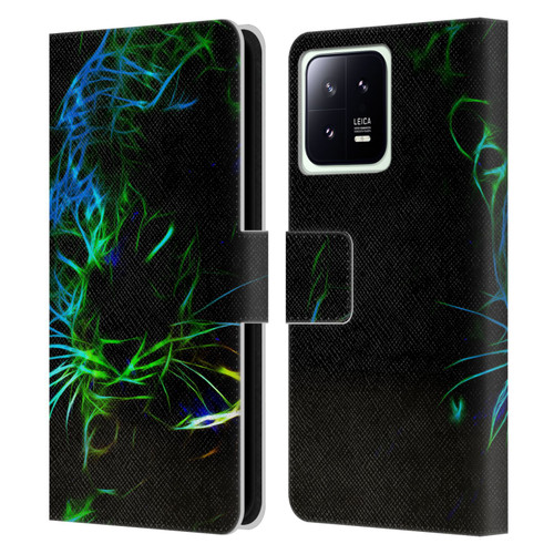 Simone Gatterwe Animals Neon Leopard Leather Book Wallet Case Cover For Xiaomi 13 5G