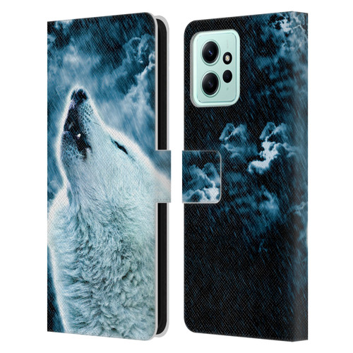 Simone Gatterwe Animals 2 Howling Wolf Leather Book Wallet Case Cover For Xiaomi Redmi 12