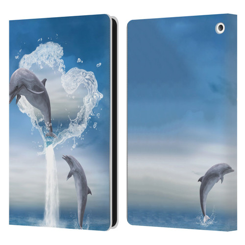 Simone Gatterwe Dolphins Lovers Leather Book Wallet Case Cover For Amazon Fire HD 8/Fire HD 8 Plus 2020