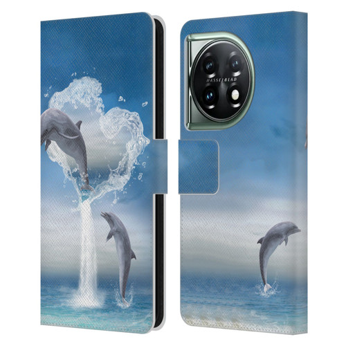 Simone Gatterwe Dolphins Lovers Leather Book Wallet Case Cover For OnePlus 11 5G