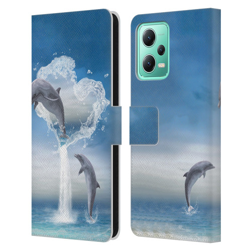 Simone Gatterwe Dolphins Lovers Leather Book Wallet Case Cover For Xiaomi Redmi Note 12 5G