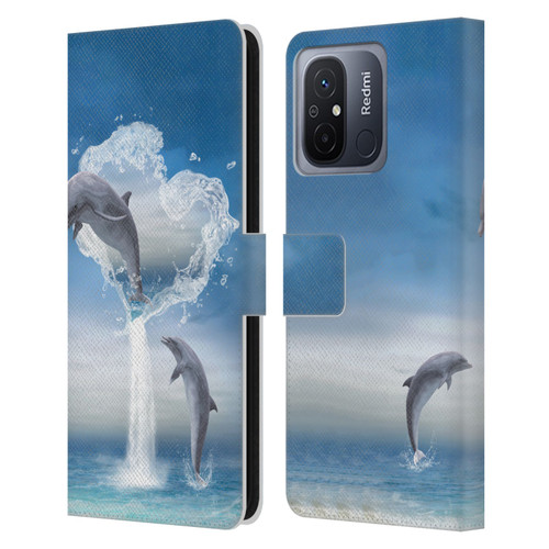 Simone Gatterwe Dolphins Lovers Leather Book Wallet Case Cover For Xiaomi Redmi 12C