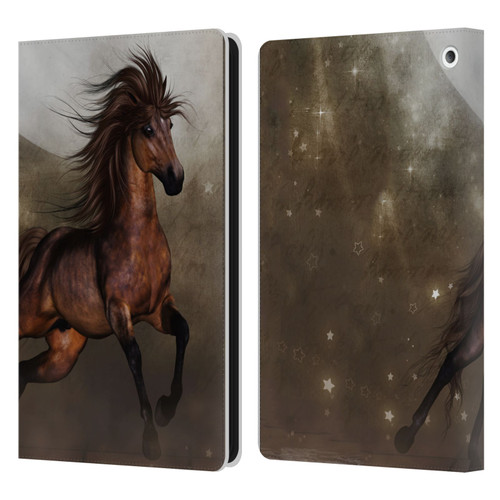 Simone Gatterwe Horses Brown Leather Book Wallet Case Cover For Amazon Fire HD 8/Fire HD 8 Plus 2020
