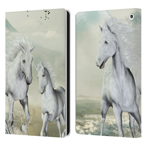 Simone Gatterwe Horses White On The Beach Leather Book Wallet Case Cover For Amazon Fire HD 8/Fire HD 8 Plus 2020