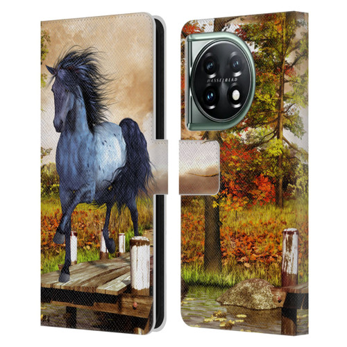 Simone Gatterwe Horses On The Lake Leather Book Wallet Case Cover For OnePlus 11 5G