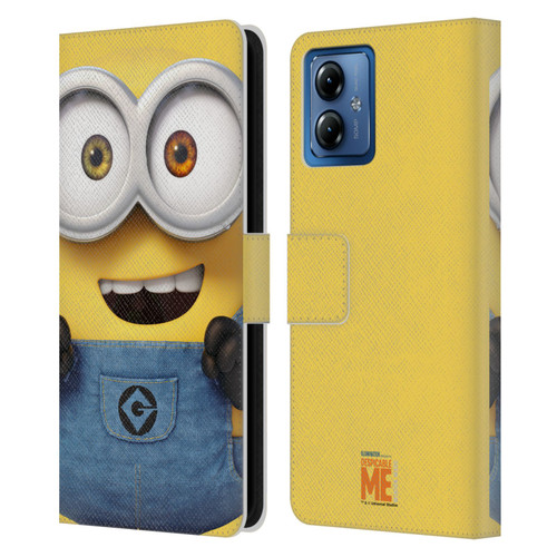Despicable Me Full Face Minions Bob Leather Book Wallet Case Cover For Motorola Moto G14