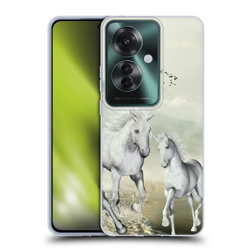 Simone Gatterwe Horses White On The Beach Soft Gel Case for OPPO Reno11 F 5G / F25 Pro 5G