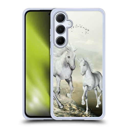 Simone Gatterwe Horses White On The Beach Soft Gel Case for Samsung Galaxy A55 5G