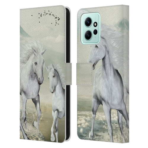 Simone Gatterwe Horses White On The Beach Leather Book Wallet Case Cover For Xiaomi Redmi 12