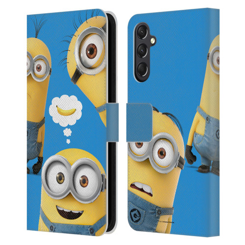 Despicable Me Funny Minions Banana Leather Book Wallet Case Cover For Samsung Galaxy A24 4G / M34 5G