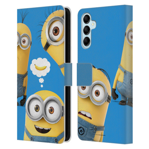 Despicable Me Funny Minions Banana Leather Book Wallet Case Cover For Samsung Galaxy M14 5G