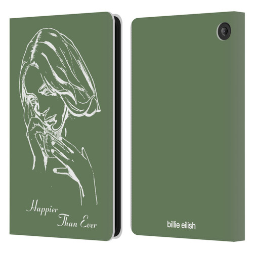 Billie Eilish Happier Than Ever Album Stencil Green Leather Book Wallet Case Cover For Amazon Fire 7 2022