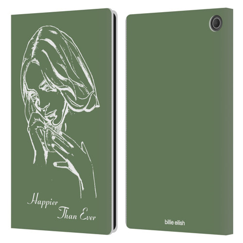 Billie Eilish Happier Than Ever Album Stencil Green Leather Book Wallet Case Cover For Amazon Fire Max 11 2023