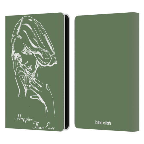 Billie Eilish Happier Than Ever Album Stencil Green Leather Book Wallet Case Cover For Amazon Kindle Paperwhite 5 (2021)
