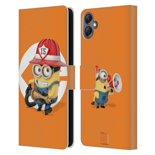 Despicable Me Minions Bob Fireman Costume Leather Book Wallet Case Cover For Samsung Galaxy A05