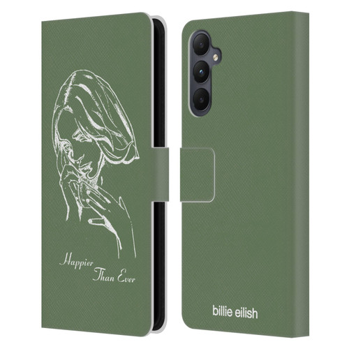 Billie Eilish Happier Than Ever Album Stencil Green Leather Book Wallet Case Cover For Samsung Galaxy A05s
