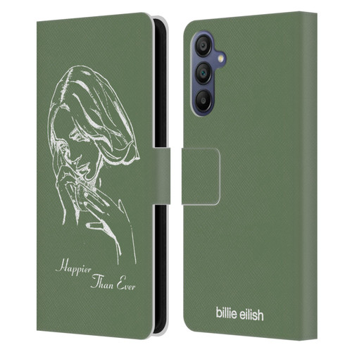 Billie Eilish Happier Than Ever Album Stencil Green Leather Book Wallet Case Cover For Samsung Galaxy A15