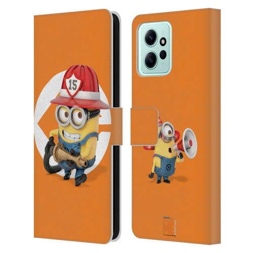 Despicable Me Minions Bob Fireman Costume Leather Book Wallet Case Cover For Xiaomi Redmi 12