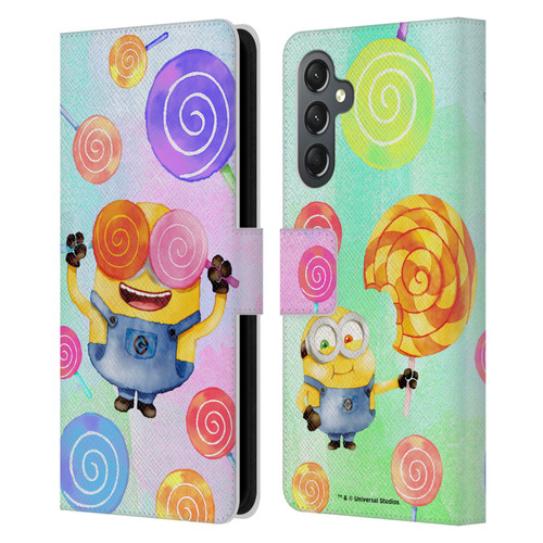 Despicable Me Watercolour Minions Bob Lollipop Leather Book Wallet Case Cover For Samsung Galaxy A25 5G