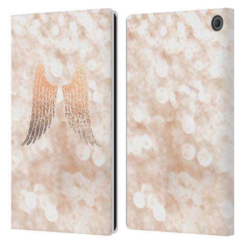 Monika Strigel Champagne Gold Wings Leather Book Wallet Case Cover For Amazon Fire Max 11 2023
