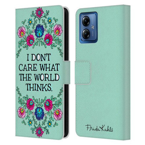 Frida Kahlo Art & Quotes Confident Woman Leather Book Wallet Case Cover For Motorola Moto G14