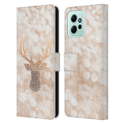 Monika Strigel Champagne Gold Deer Leather Book Wallet Case Cover For Xiaomi Redmi 12
