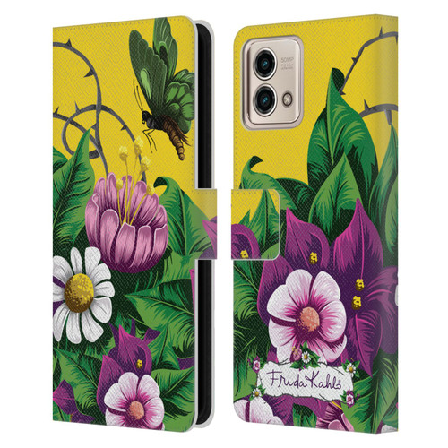 Frida Kahlo Purple Florals Butterfly Leather Book Wallet Case Cover For Motorola Moto G Stylus 5G 2023