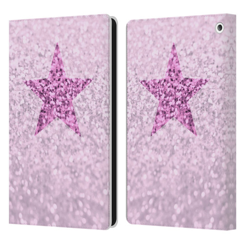 Monika Strigel Glitter Star Pastel Pink Leather Book Wallet Case Cover For Amazon Fire HD 8/Fire HD 8 Plus 2020