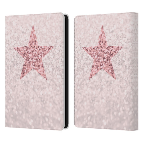 Monika Strigel Glitter Star Pastel Rose Pink Leather Book Wallet Case Cover For Amazon Kindle Paperwhite 5 (2021)
