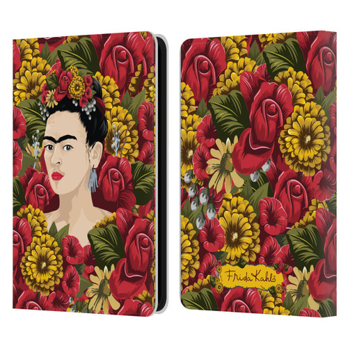 Frida Kahlo Red Florals Portrait Pattern Leather Book Wallet Case Cover For Amazon Kindle 11th Gen 6in 2022