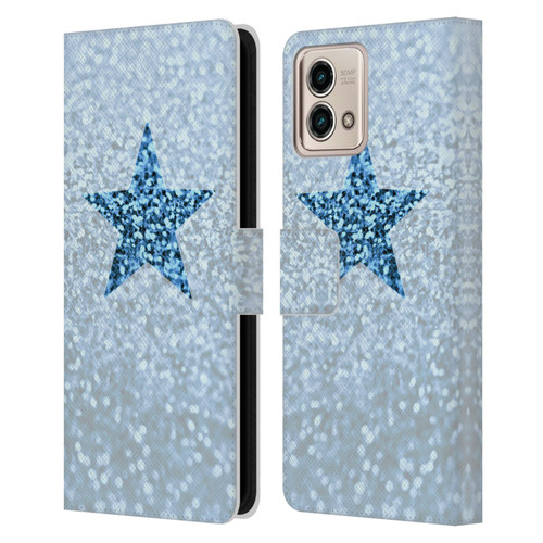 Monika Strigel Glitter Star Pastel Rainy Blue Leather Book Wallet Case Cover For Motorola Moto G Stylus 5G 2023