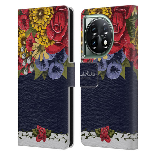 Frida Kahlo Red Florals Blooms Leather Book Wallet Case Cover For OnePlus 11 5G
