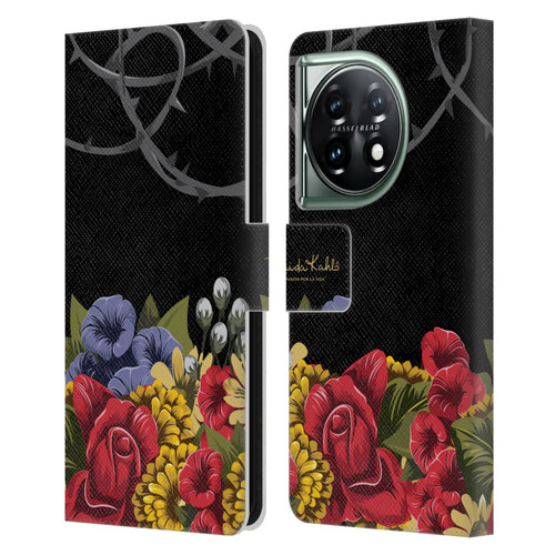 Frida Kahlo Red Florals Efflorescence Leather Book Wallet Case Cover For OnePlus 11 5G