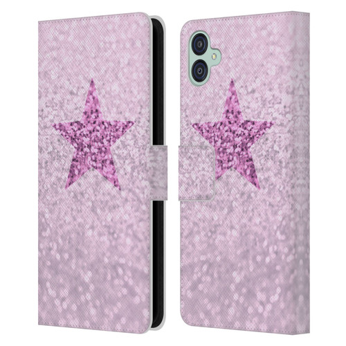 Monika Strigel Glitter Star Pastel Pink Leather Book Wallet Case Cover For Samsung Galaxy M04 5G / A04e