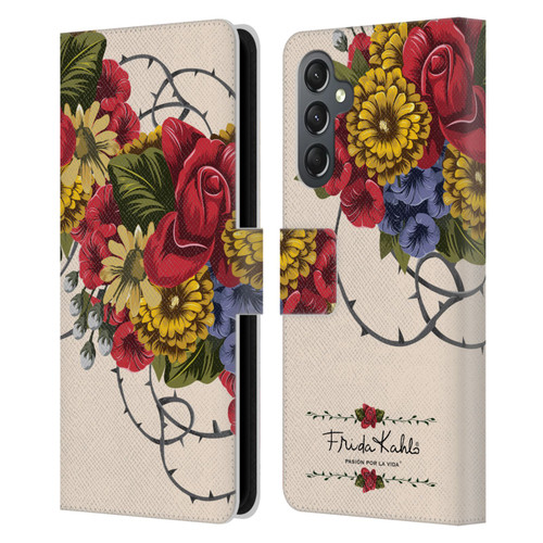Frida Kahlo Red Florals Vine Leather Book Wallet Case Cover For Samsung Galaxy A25 5G